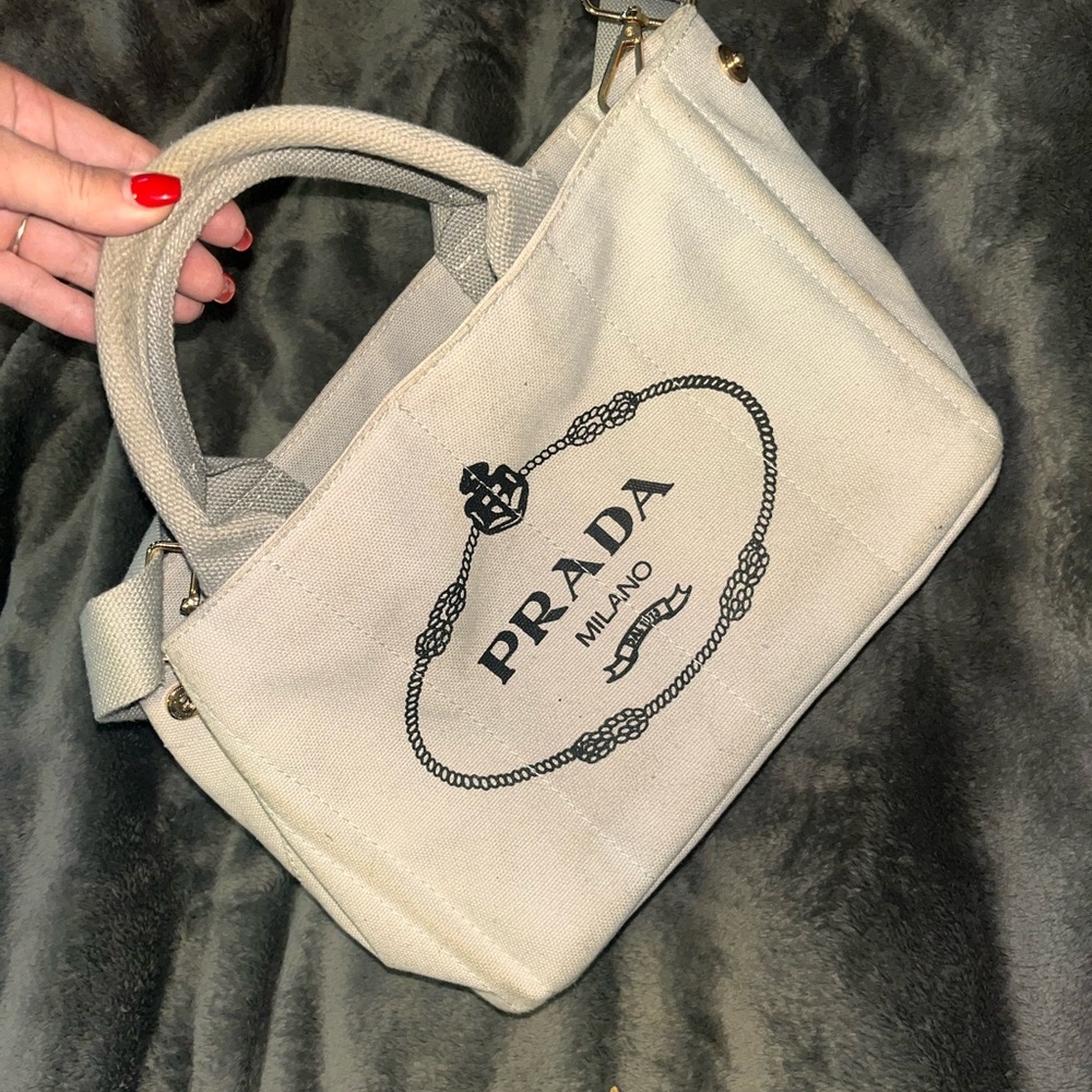 Blue Canvas Crossbody Bag